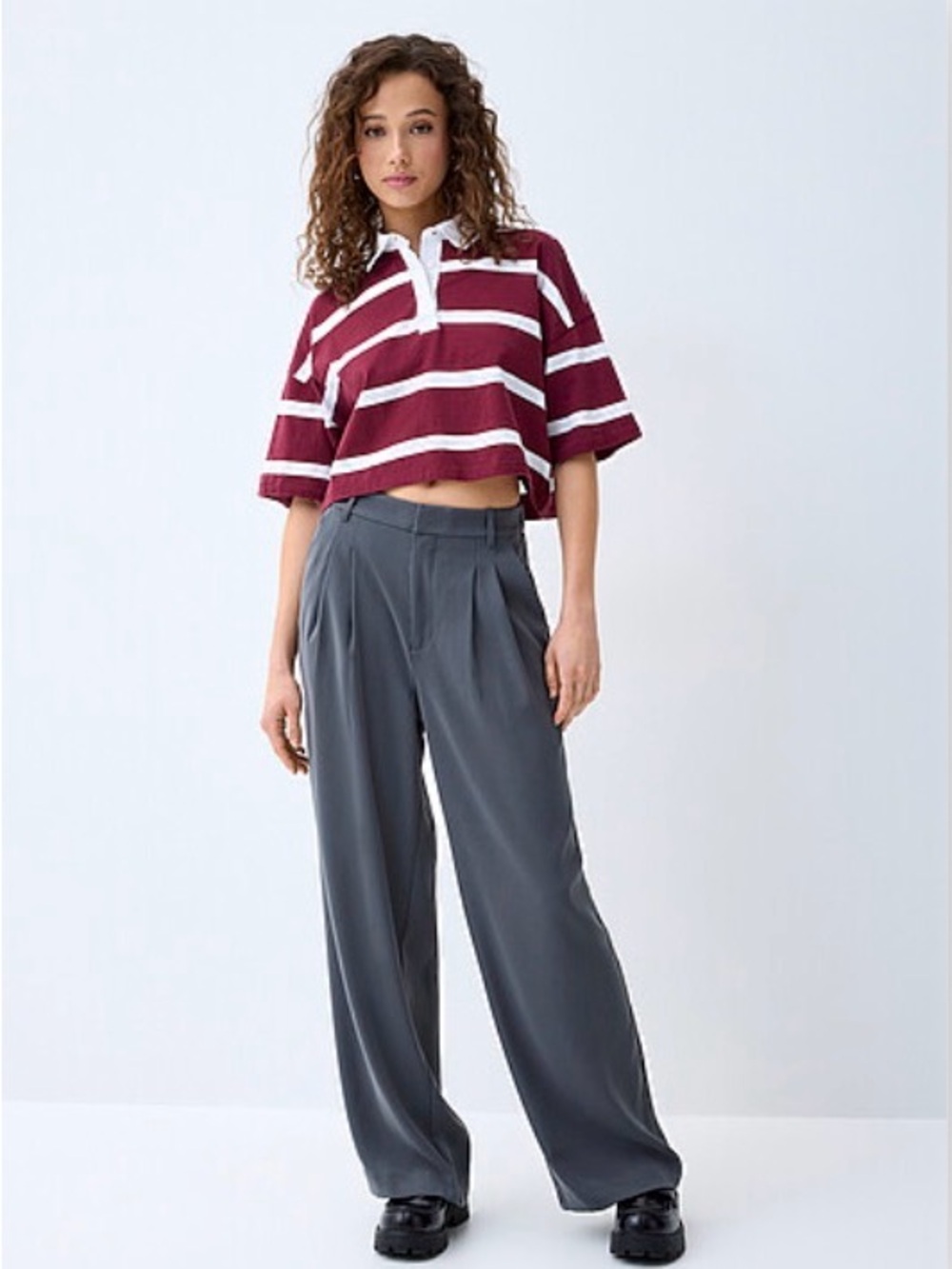 Gray Wide-Leg Trousers
